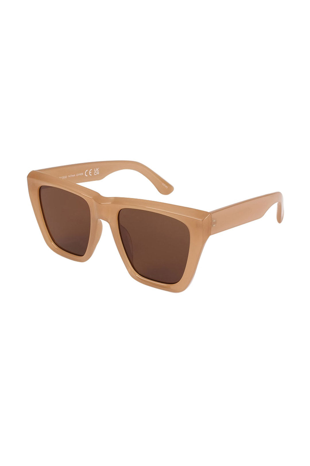 Close-up of ARIA cat eye sunglasses with a sleek, polished frame offering full UV protection.