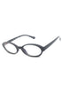 A pair of round frame blue light blocking glasses with a black frame.
