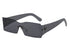 A pair of black sunglasses with a unique, wide frame design.