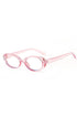 A pair of round frame pink blue light protective eyeglasses
