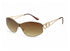 A pair of gold-colored sunglasses with a unique design, featuring UV protection lenses.
