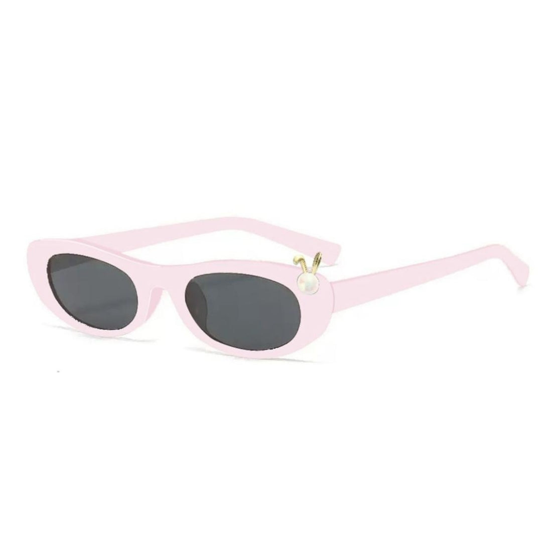 Frame Shape: Cat Eye
Color: Black
UV Protection
Material: Polycarbonate
Special Detail: Pearl Bunny Charm with Gold Ears